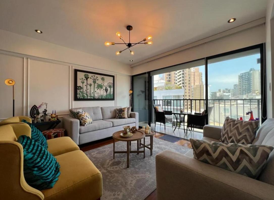 Exclusivo Y Moderno Depa En Miraflores Vista Al Mar Y A La Ciudad Amoblado Apartments Lima Bagian luar foto